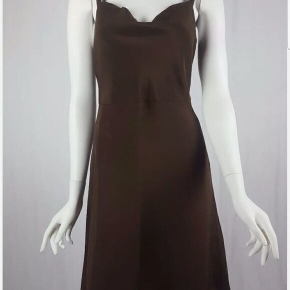J. Crew Size 4 Brown Silk Tricotine Robin Short Dress Formal Crisscross Straps - Picture 2 of 10